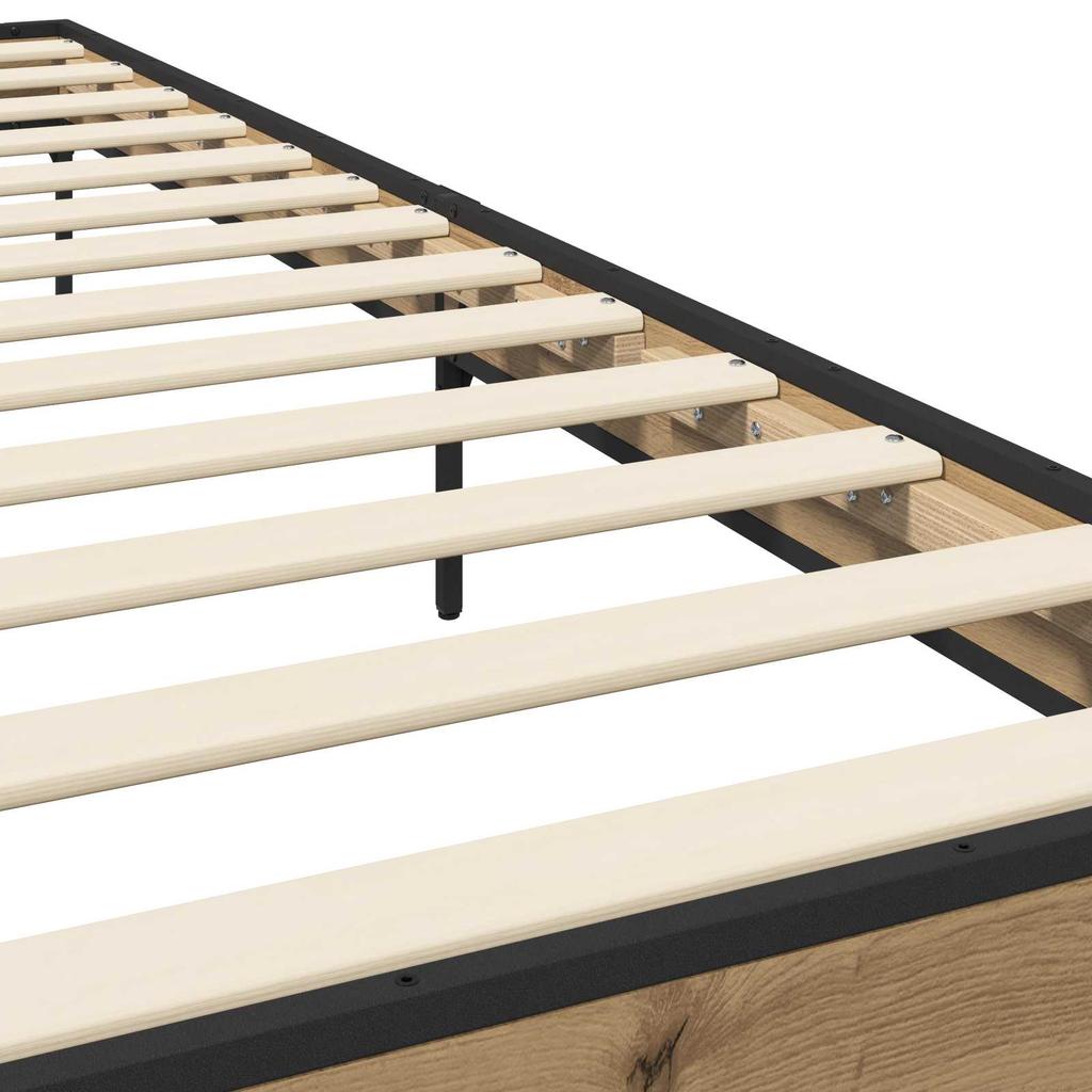 Bed Frame Rustic Oak Design 80 x 200 cm Engineered Wood