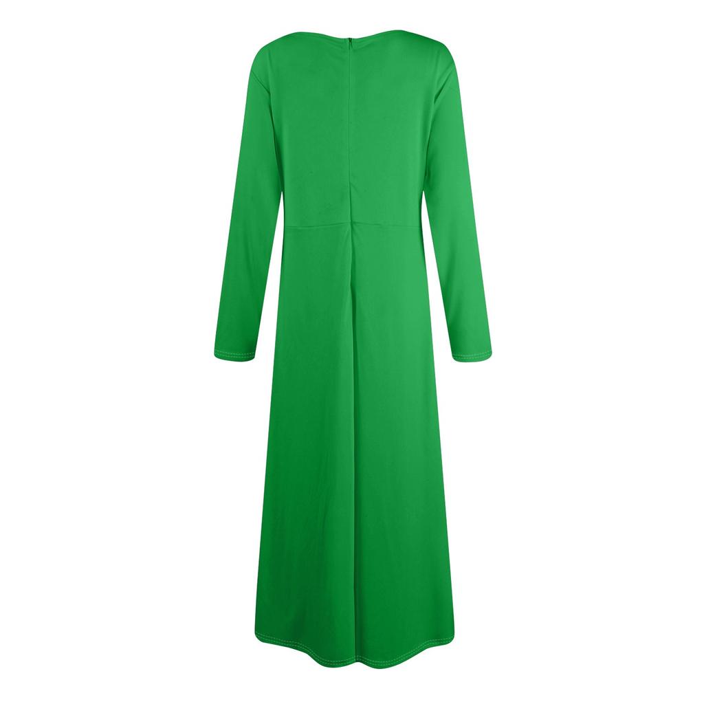 Elegant Women's Long Sleeve Maxi Dress with Belt Perfect for Formal Events, Evening Parties, and Casual Wear