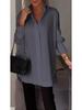 Plus Size Women's Casual Long-Sleeve Multi-Color Solid Shirt