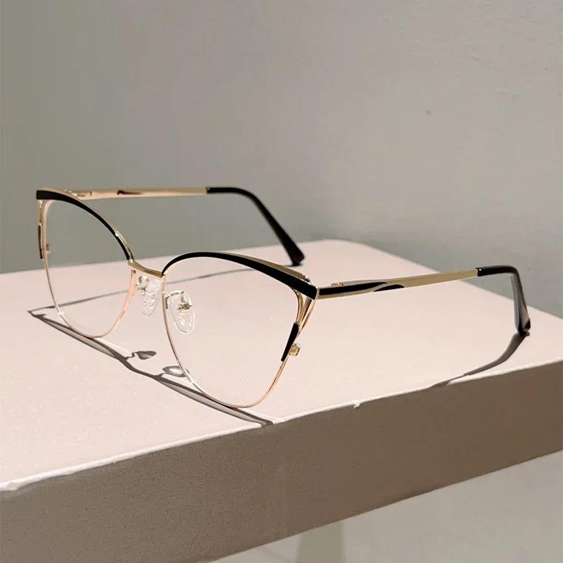 

GM LUMIAS Oversized Cat Eye Glasses Women New Fashion Vintage Hollowed Rim Optical Frames Trendy Luxury Butterfly Shaped Eyewear transparent lenses