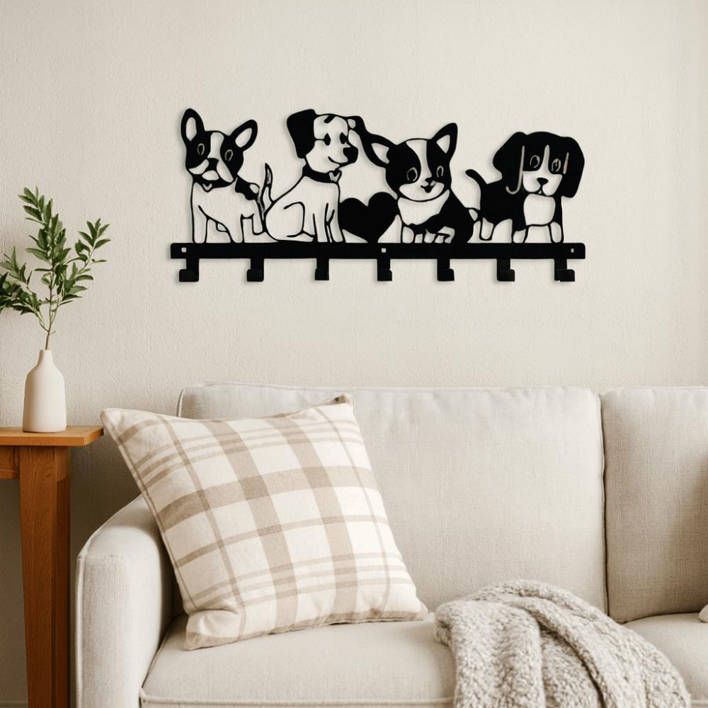 Nordic Cartoon Dog Coat Hook Black Key Holder Durable Dog Wall Hat Hanger  Home Decor