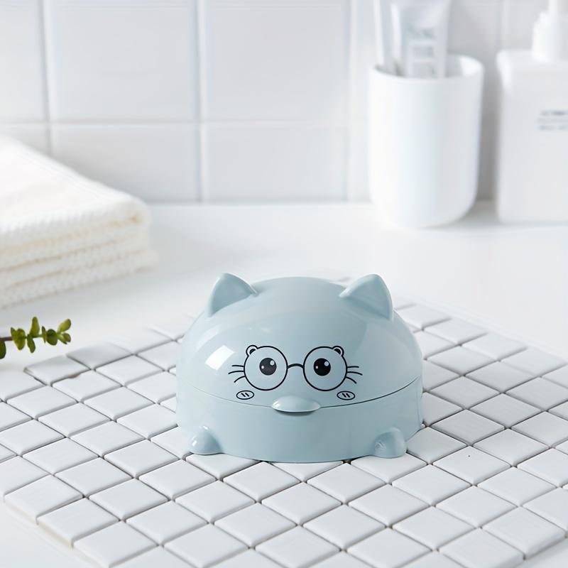 Large Cartoon Soap Dish with Lid - Drainable, Oval Plastic Holder for Bathroom Essentials, Soap Box, Nordic Style