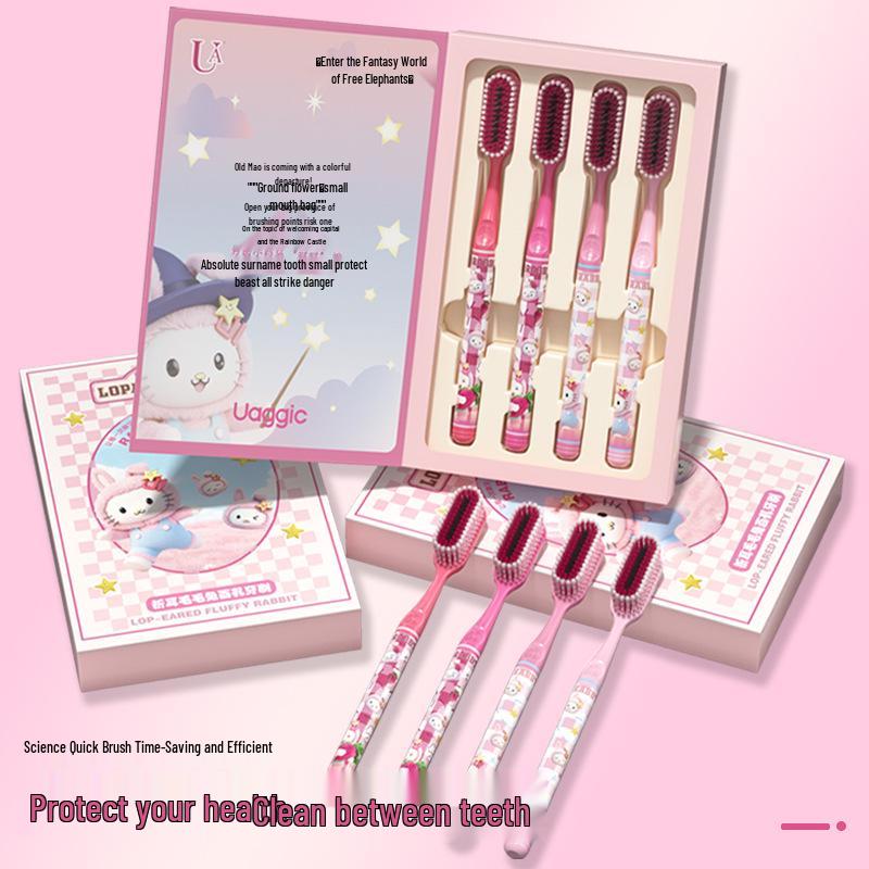 Lop-Eared Rabbit Giant Toothbrush Set: Soft Bristles, Non-Slip Handle, Family Gift Box