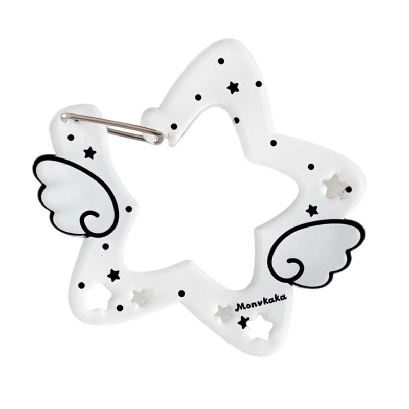 Acrylic Wing/Star Shape Carabiner Hook Clips Card Holder Keychain Portable Outdoor Keyring Hook Backpack Pendant Gifts