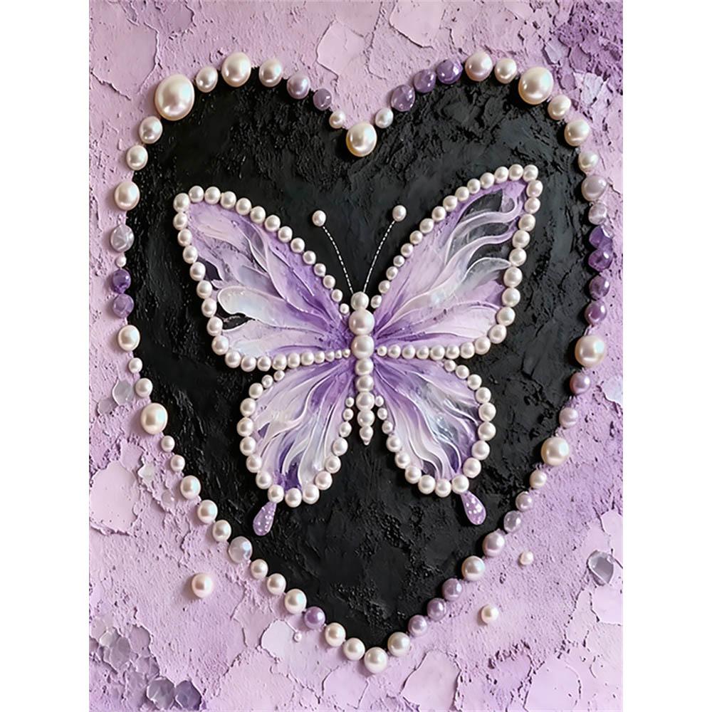 

Crystal Pearl Painting 5D DIY Frame Decoration Painting Loving Butterfly Home Wall Decoration Transparent Pearl Gemstone Painting Picture Art Crafts 35x45cm