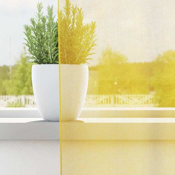 VidaXL Rideaux en voile avec boucles 2 pcs jaune 140x260 cm, rideau en filet, rideau transparent, voile de fenêtre, 4102320