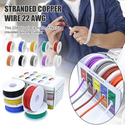 22 Gauge 22 AWG Lanko Elektrický Drát Průměr 1,7 mm Flexibilní Silikonová Izolace Pocínovaná Měď 60