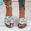 2025 Women's Clip Flip Flops Linen Ladies Floral Print Tongs Femme Bow Slippers Bohe Beach Shoes Straw Men's Flat Sandals Trends