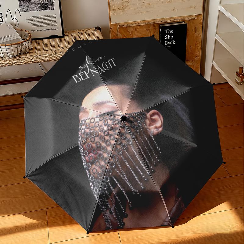 1pc Ayliva Exquisite Poster Art Umbrella Portable Folding Umbrella Iron Frame Hole Bone Structure Outdoor Home Umbrella