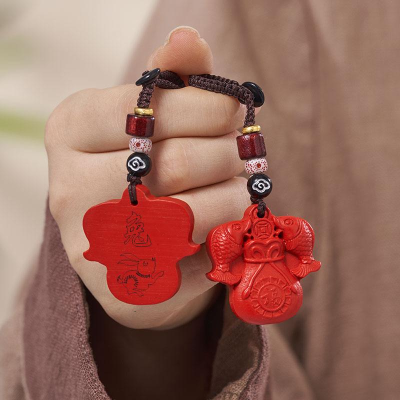 Red Sand Pisces Lucky Bag Men's and Women's Keychain Pendant, Gift Small Gift Dragon Snake Horse Rabbit Zodiac Pendant