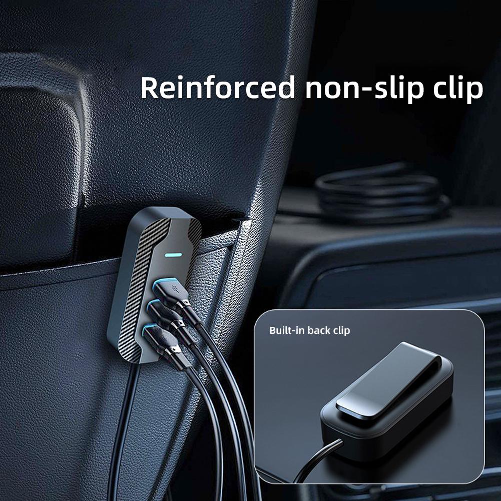 PD 30W Autoladegerät vorne und hinten, universell, mit 1,5 m Verlängerungskabel, 5-Port-Ausgang, Zigarettenanzünder-Konverter #468741