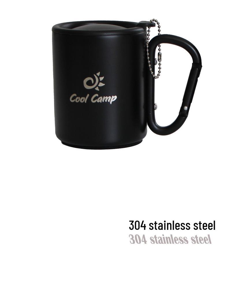 Outdoor Double-Layer Stainless Steel Camping Cup - Insulated Anti-Scald for Coffee, Tea, Wine, with Mountaineering Hook.