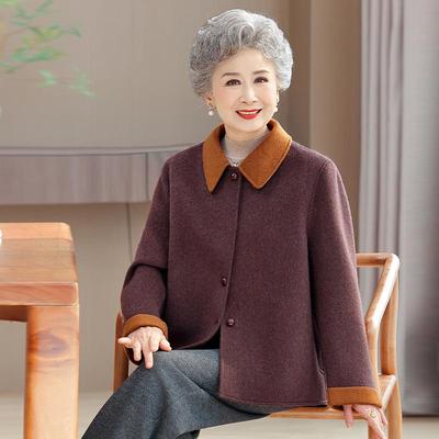 Plus Size Spring Wool Coat for Middle-Aged & Elderly Women