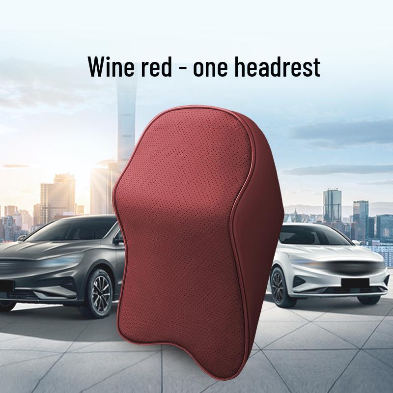 Nappa Leather Memory Foam Car Headrest & Lumbar Pillow Cushion