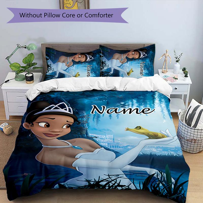 3pcs Princess5 Cover Set - Personalized Name, HD Printed Bedding with 1 Cover and 2 Pillowcases - Perfect for Home Decor, Easy Care