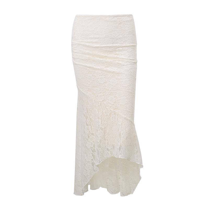 European & American Style Sexy Lace Backless Top with Irregular Skirt Suit