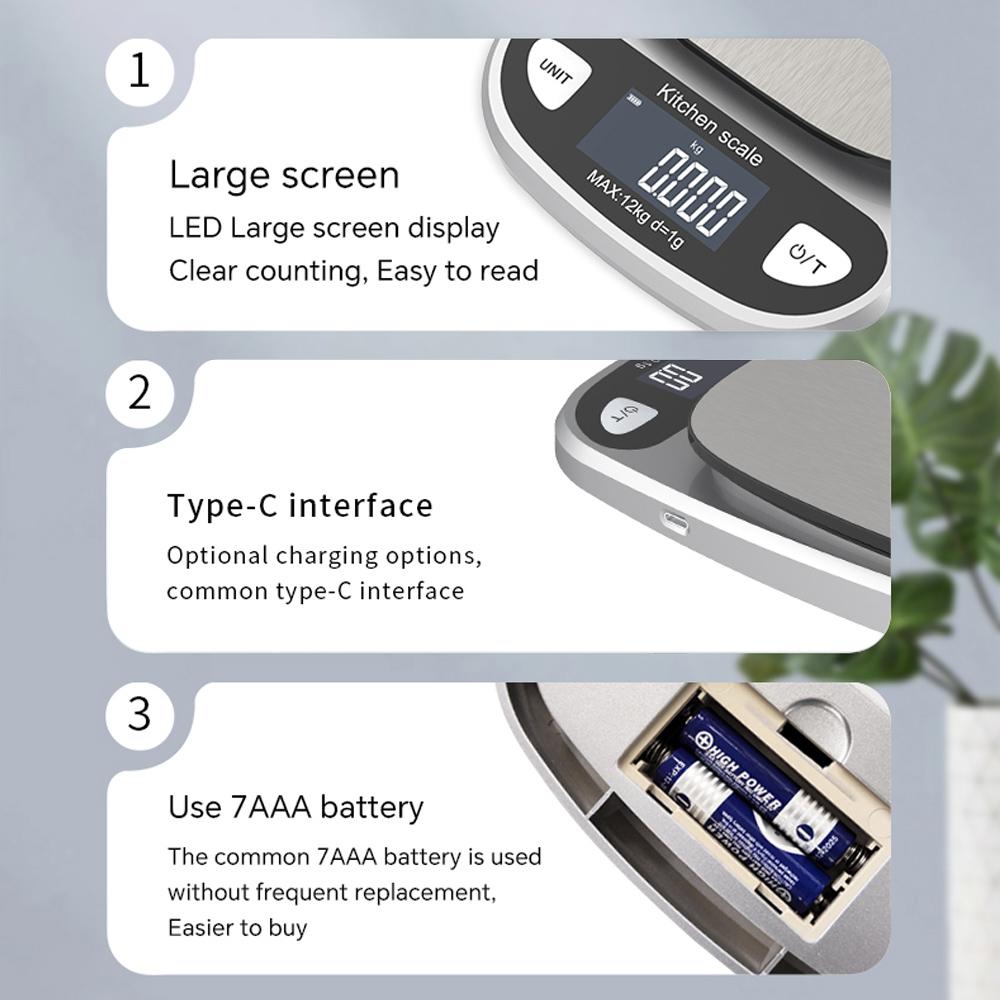 Accurate Digital Scale 12kg/1g 6kg/0.1g Household Waterproof Scale Electronic Scale for Jewelry Food Baking