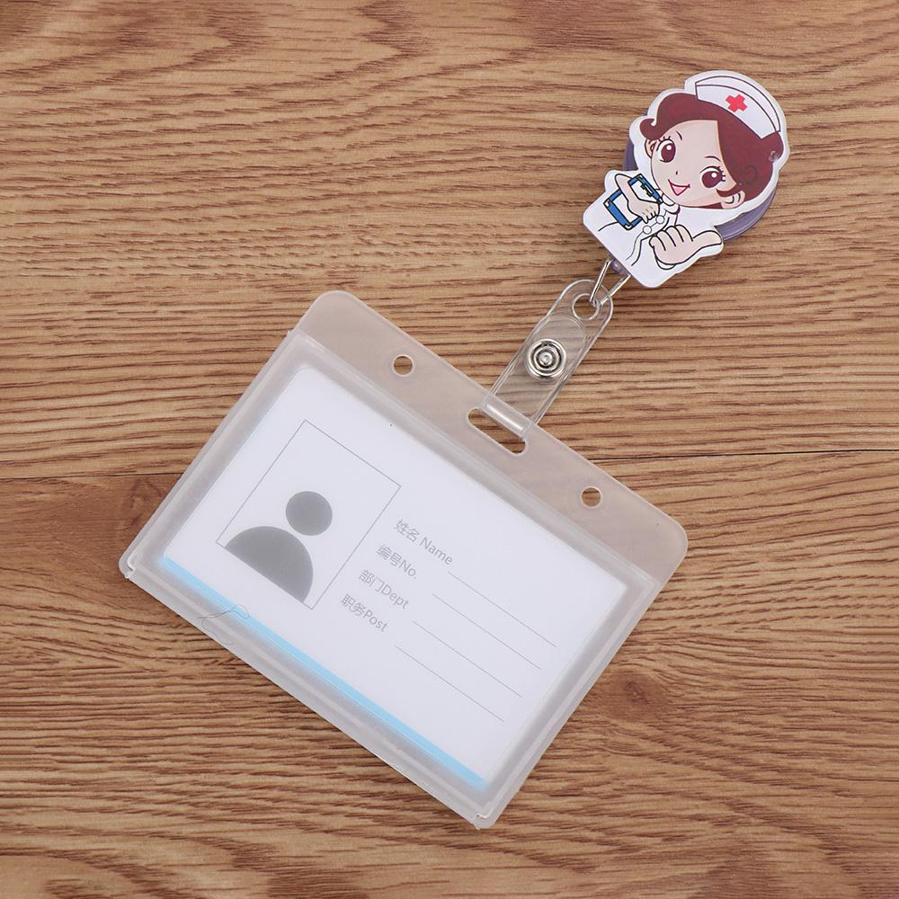 New Nurse Doctor Retractable Badge Reel with Horizontal Style Aluminum ID Business Card Work Card Badge Holder Office Supplies