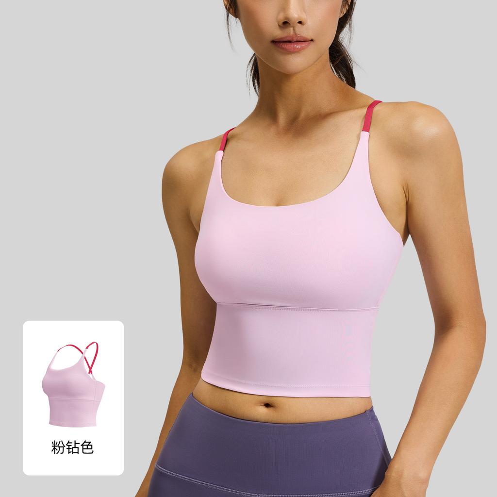 Women Thin Strap Padded Sports Bra Beauty Back Yoga Fitness Vest