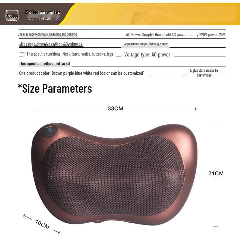 Dual-Use Neck & Back Massager Pillow with Heat Therapy for Home & Car Use