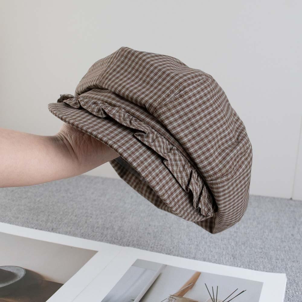 Big Head Circumference Ruffle Octagonal Hat Korean Style Women Artist Hat Spring Painter Cap  Girls