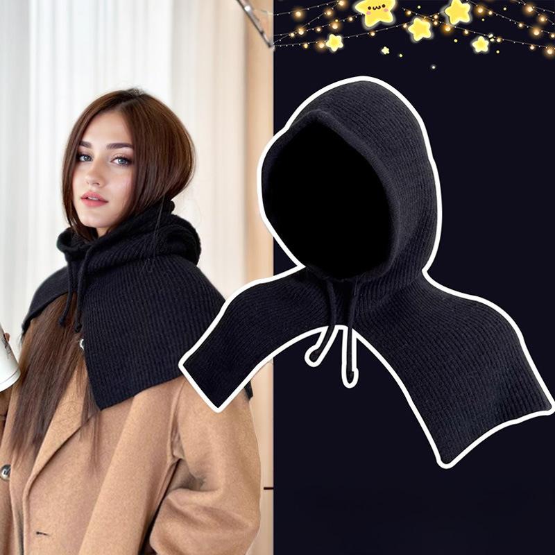 Căciulă Balaclava Stil Coreean de Iarnă pentru Femei Nouă la Modă și Versatilă Protecție Gât Protecție Împotriva Frigului Căciulă Tricotată Îngroșată și Călduroasă