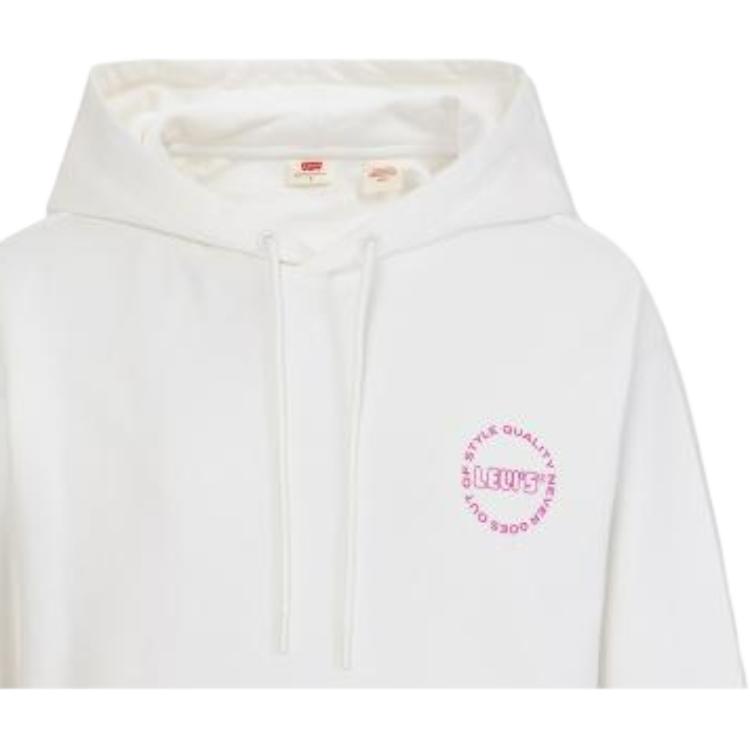 Levis Letter Embroidered Hooded Sweatshirt Women Sweatshirt White A7477-0000