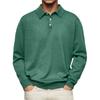 Men S Long Sleeve V Neck Button Casual Polo Shirt