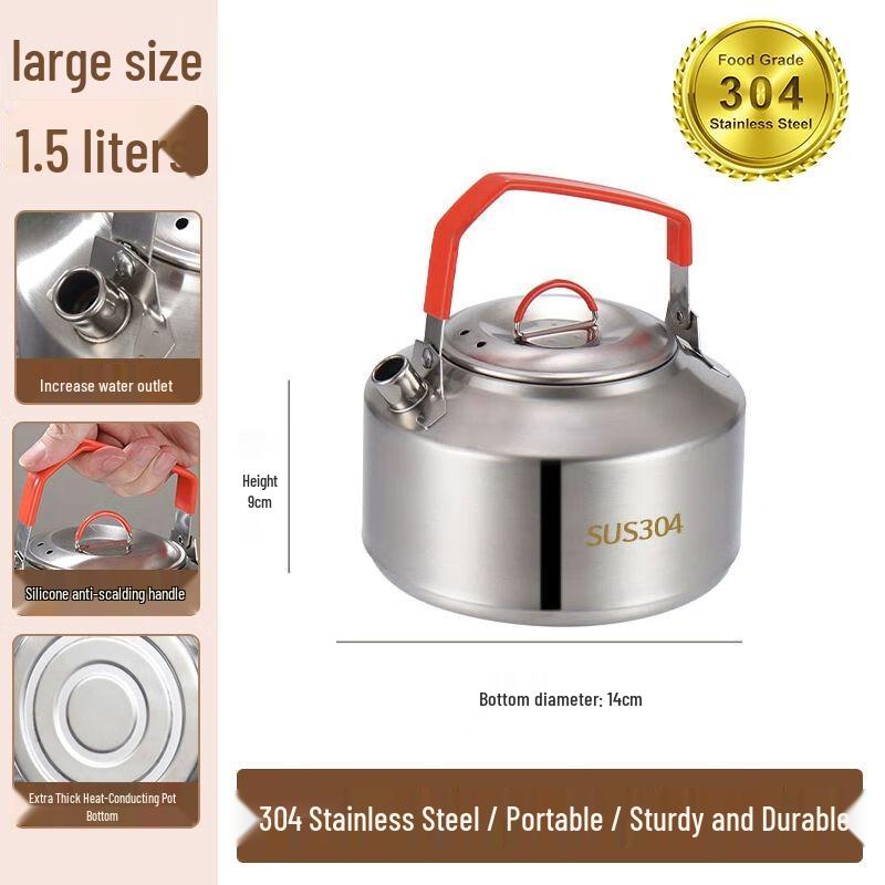 Zhenbobo Outdoor Stainless Steel Camping Kettle 1.5L