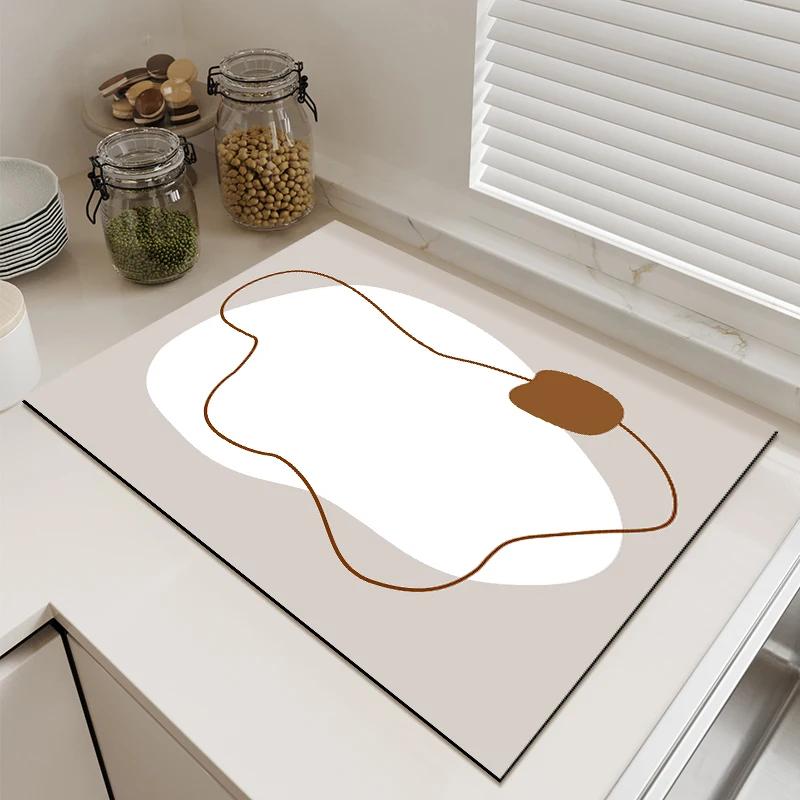 Coffee Dish Drain Pad VelveteenRubber Absorbent Dish Drying Mat Kitchen Bar Drain Pad Quick Dry Placemat Kitchen Accessories