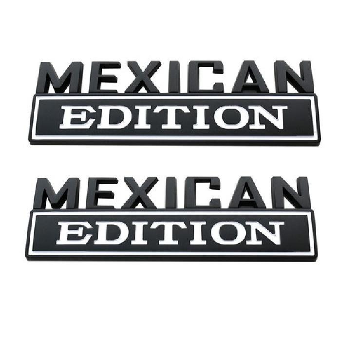 2pcs MEXICAN Edition Decals Car Sticker 3D Raised Letter Emblem Black White