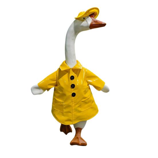 1 Set Porch Goose Rain Jacket Yellow Raincoat Hat And Umbrella Waterproof Goose Outfit Fits 23 Inch Porch Goose for Yard Lawn Decor