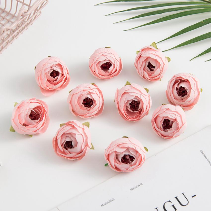 10/100PCS Silk Tea Roses Bud Artificial Flowers Diy Gifts Candy Box Christmas Decorations Home Garden Wedding Holiday Supplies
