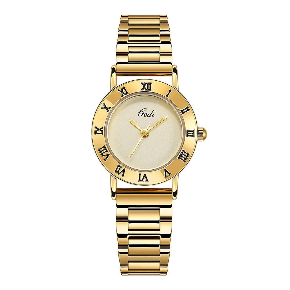 Fashionable Steel Strap Women's Watch, Light Luxury, Retro Quartz Watch, Simple Roman Scale, Elegant Women's Watch
