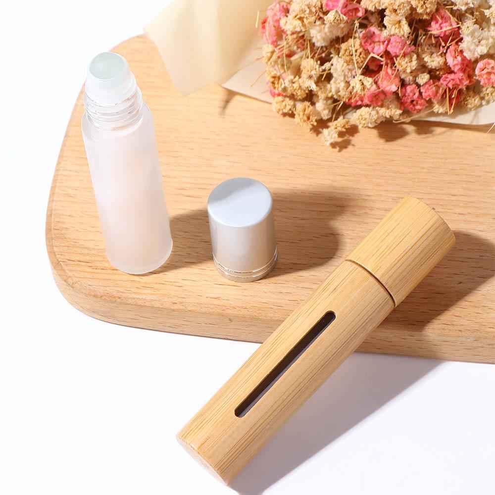 Matte Bamboo Perfume Case Essential Oil Bottle Refillable Bottle Empty Rollerball Bottles