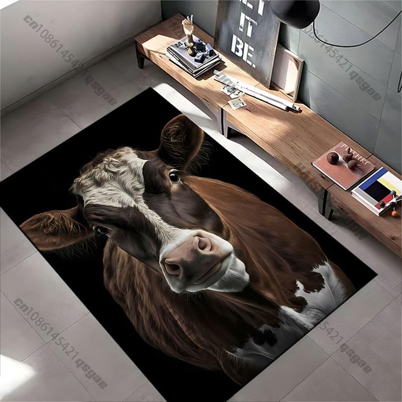 Cow Facing Forward In Darkness Carpet Yoga Living Room Room Decor Children's Crawling Mat Doormat Area Rug Games Mat