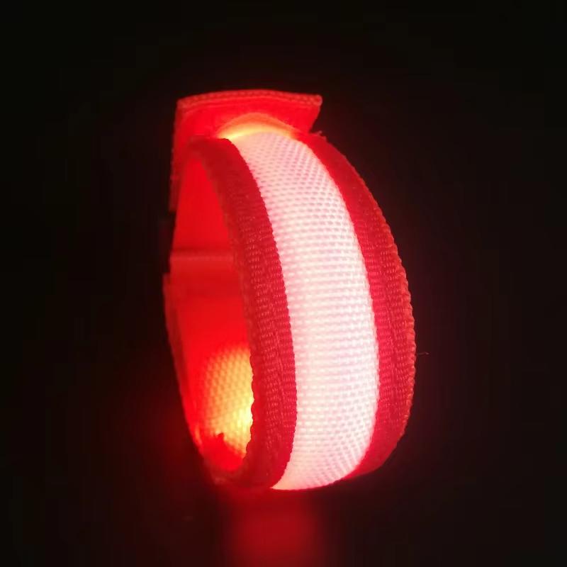 2Pcs LED Light Luminous Armband Bracelet Night Reflective Safety Belt Outdoor Sports Night Running Cycling Leg Arm Band Unisex