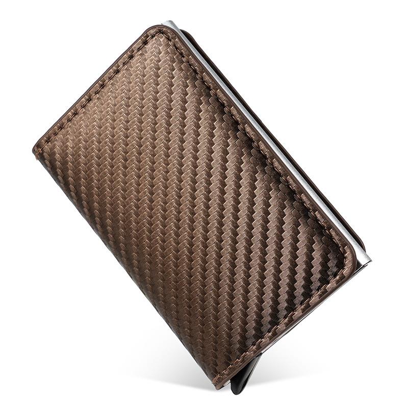 RFID anti-theft brush aluminum box card bag carbon fiber pattern credit card box automatic pop-up card bag multi-card position wallet