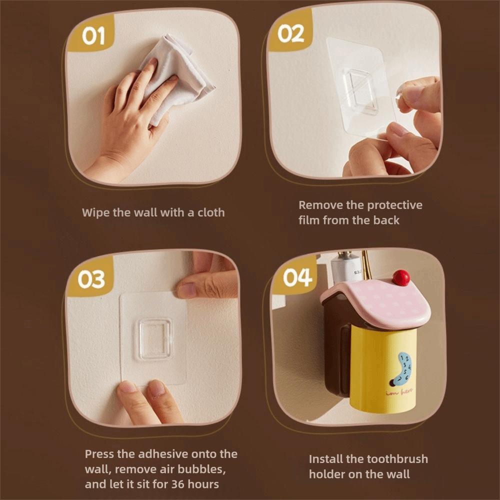 Non Perforated Wash Cup Holder Wall Mounted Storage Rack New Toothbrush & Cup Holder  Household