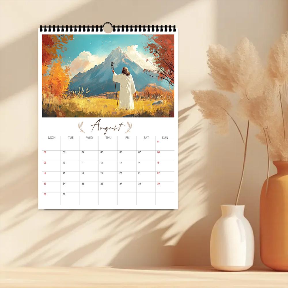 1 Stück 2026 Wandkalender, Thema Weihnachten Jesus Geburt, Religiöses Geschenk, 12 wunderschöne Designs, Perfekt für Geburtstag, Weihnachten, Neujahr