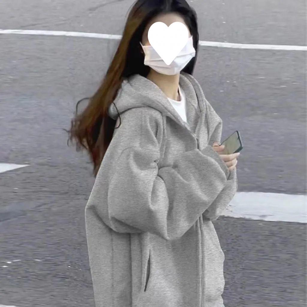 2023 Women's Oversized Hooded Cardigan Sweatshirt: Spring/Autumn & Winter-Ready Plush Velvet