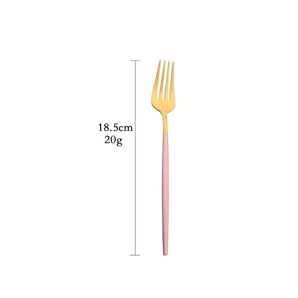 Pink Gold Stainless Steel Cutlery Set Flatware Dinner Knife Dessert Spoon Fruit Fork Dinnerware Set Matte Kitchen Tableware Set