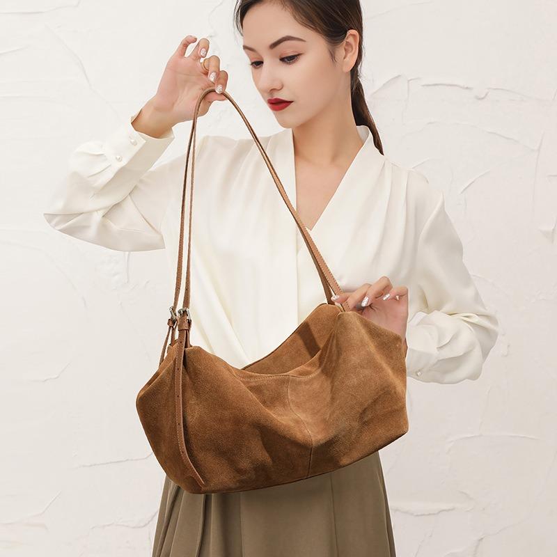 Hot-selling Women's Bags Niche Commuter Versatile Suede Tote Bag, Frosted Cowhide Large-capacity Shoulder Underarm Pillow Bag