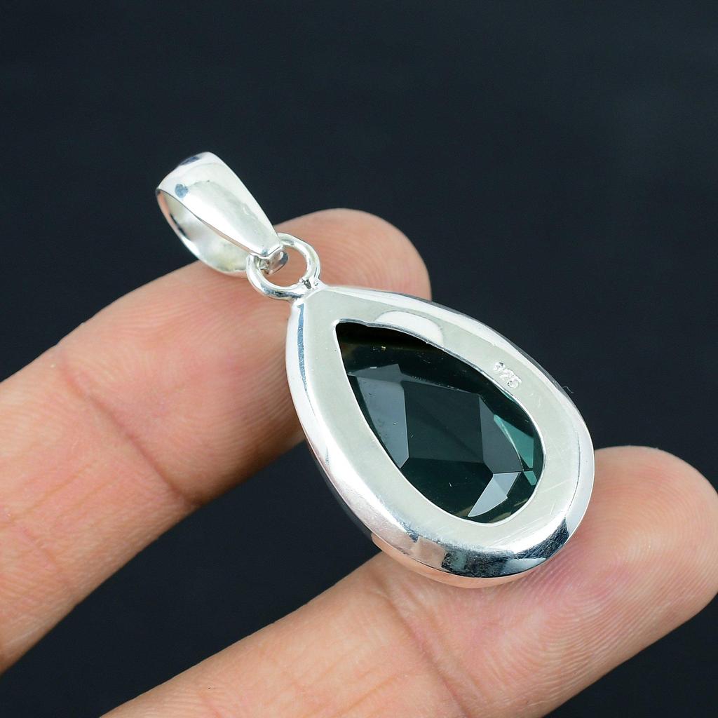 Natural Faceted Blue Topaz Gemstone Pendant, 925 Sterling Silver, Pendant Jewelry, Handmade Silver Pendant Jewelry for Gift, Easter Gift