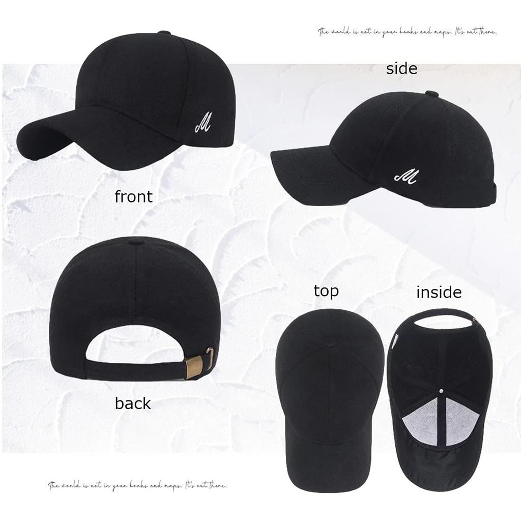 GITIAMO Cap with English Lettering On the Single Point Adjustable Available In and UV Sun and English Women's Side, Embroidery, Strap, Black, White,