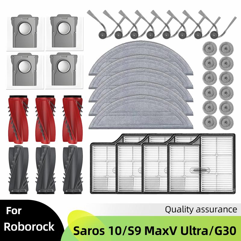 Fit For ( Roborock Saros 10 / S9 MaxV Ultra / G30 ) Vacuum Parts Main Roller Side Brush HEPA Filter Mop Cloth Dust Bag