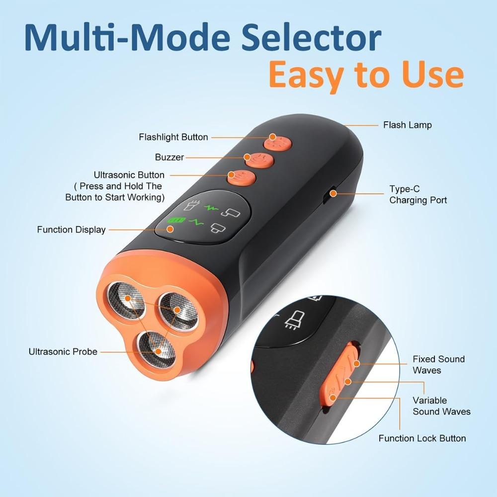 Nuovo Repellente per Cani con Display a LED Dispositivo di Addestramento Anti Abbaio Torcia a Ultrasuoni a 3 Teste Dispositivo di Addestramento per Cani ad Alta Potenza
