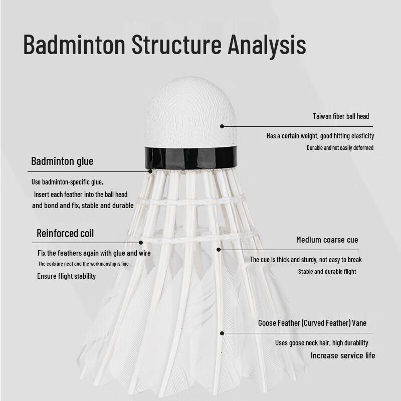 Deli F2202 Goose Feather Badminton Shuttlecocks (12-Pack)
