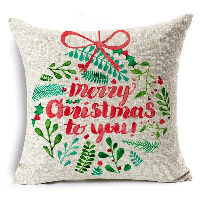New Year Christmas Gift Elk Letter Sofa Cushion Linen Pillow Car Pillow Cover Premium Durable Quality Useful Practical