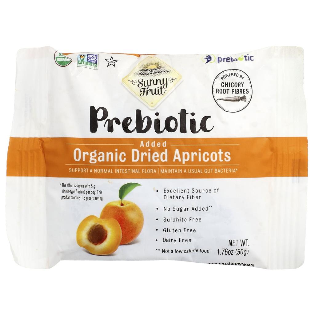Sunny Fruit, Organic Dried Apricots with Prebiotics, 5 Packets, 50g (1.76oz) Each